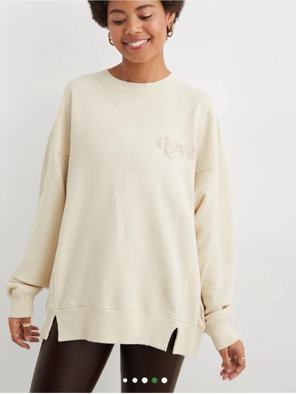 Aerie "The Chill Crew" Sweatshirt Cream Colored, Oversized